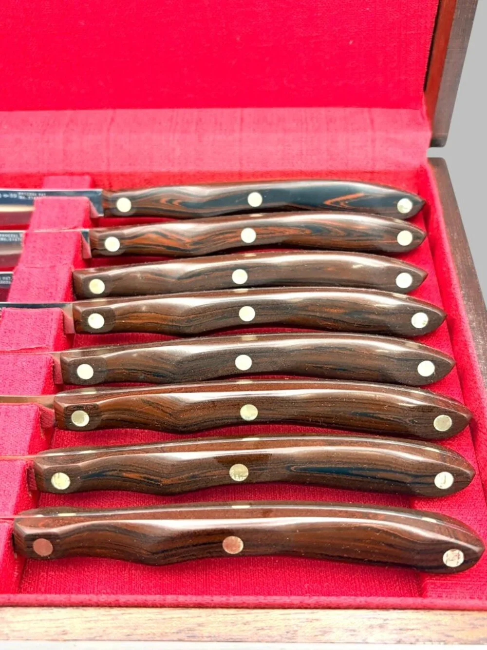 Vintage CUTCO No. 59 Steak Knife Set of 8 in Original Wood Presentation Case